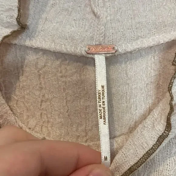 Free People Ela Mock Neck Ruffled Sheer Ruffle Puff Sleeve Blouse Size M - Picture 5 of 9